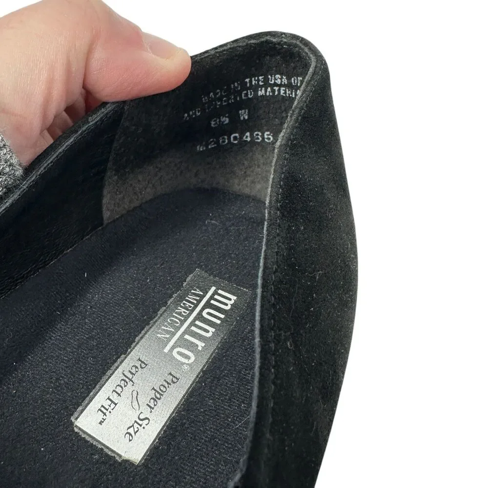 Munro American Black Suede Slip On‎ Pumps Square Toe Size 8.5